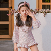 儿童女孩中小童公主韩国小清新可爱连体平角裤长袖防晒速干游泳衣