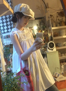 白色蕾丝背心连衣裙女2023夏季高级感气质宽松显瘦中长款裙子