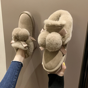 东北学生雪地靴女2023年冬季加绒加厚保暖棉鞋可爱毛绒面包鞋