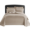 欧式夹棉纯色床盖单件，三件套全棉绗缝被床罩床单，高档纯棉床品铺盖