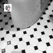 北欧大八角砖卫生间陶瓷，马赛克瓷砖黑白，欧式浴室厨房防滑全瓷地砖