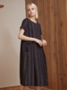XINSILU新思路女装夏装时尚通勤黑色暗条纹H型假两件女连衣裙