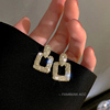 金色方形耳环女小众设计感高级轻奢925银针耳钉韩国气质网红耳饰