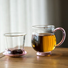 中式绿茶杯玻璃茶杯带把过滤泡茶杯，家用透明杯子办公室加厚花茶杯