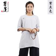 23中国风T恤女佛系复古长衫居士服上衣女款汉服中式茶禅