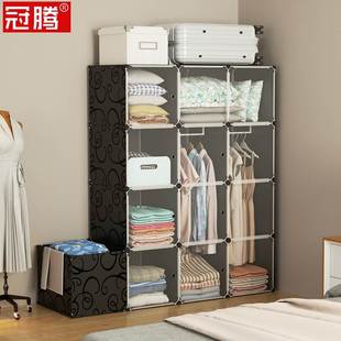 布衣柜出租房用家用卧室简易结实组装加固加厚开门式防尘多挂布厨
