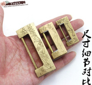 中式铜锁仿古锁复古刻花纯铜，古代横插销，锁老式横开挂锁箱锁小铜锁