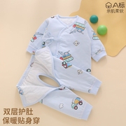 婴儿衣服新生0一3月2冬装，a类初生纯棉，满月分体和尚宝宝秋冬季套装
