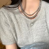 真多麻灰色珍珠项链2023秋冬毛衣链配饰高级感法式锁骨链