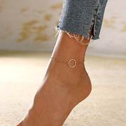 欧美跨境 时尚个性简单镂空圆圈脚链 夏季沙滩复古气质脚饰女