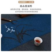 新中式茶席棉麻定制纯色茶桌布，中国风j防水餐桌布灰色禅意会议