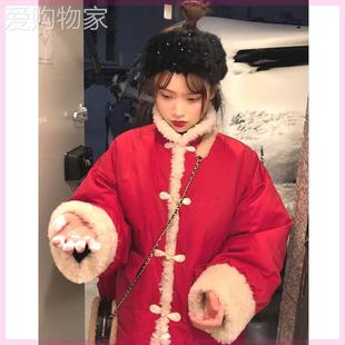 年轻人穿的花棉袄红色，民族风拜年羽绒棉服，女冬短款复古中国风棉袄