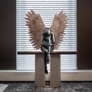 高档艺术人物大型雕塑天使落地摆件，样板间酒店大堂高级感软装摆设