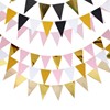 创意派对烫金三角旗生日，装扮用品纸质彩旗满月生日，周岁party装扮