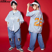 少儿街舞潮服夏季棒球衫短袖嘻哈潮酷套装男童hiphop演出服装女童