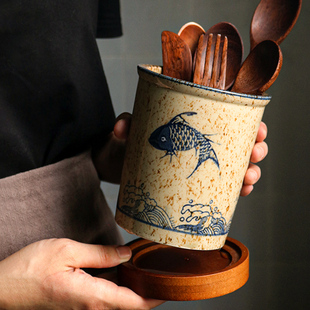 日式陶瓷筷子筒筷子，桶筷筒筷子笼家用筷子收纳置物架收纳盒厨房滤