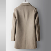 aulx羊毛大衣男式2023秋冬手工双面呢纯色，加厚休闲风衣保暖外套