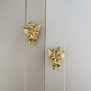 铸铜师法式黄铜小天使拉手，北欧轻奢复古衣柜门抽屉，橱柜镀金色把手