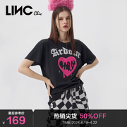 LINCCHIC金羽杰短袖t恤女复古甜酷印花图案短袖女T恤夏S228TS783