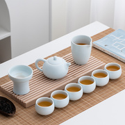 米黄汝窑功夫茶具套装陶瓷茶壶盖碗茶杯轻奢高档礼盒家用喝茶中式