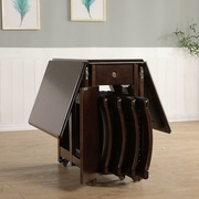折叠餐桌小户型实木可移动折叠桌家用简约现代橡胶木长方形饭桌子