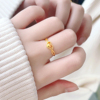 越南沙金999黄金色(黄金色)心心相印戒指爱心形，戒指可爱小甜女开口可调节