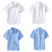 男童短袖白衬衫纯棉儿童夏季薄款白色衬衣，中大童表演服小学生校服