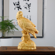小叶黄杨木雕刻工艺品新中式实木动物摆件老鹰把玩手把件大展宏图