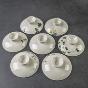草木灰功夫茶具套装单个盖碗，盖子陶瓷复古家用茶碗三才碗大号茶盖