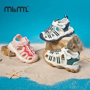 m1m2西班牙童鞋，夏季儿童运动凉鞋男童包头沙滩鞋，女童条纹凉鞋