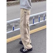 f2ocus卡其色条纹裤子男夏季美式工装裤直筒休闲三条杠速干运动裤