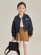韩系女童秋季套装2023儿童洋气时尚短版棒球服外套+卡其百搭