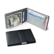 韩版十字纹短款男士美金夹不锈钢，钱夹男信用卡证件包欧美(包欧美)男包