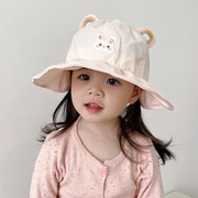 女童帽子春夏季儿童防晒帽，可爱大帽檐，女宝宝遮阳渔夫帽透气太阳帽