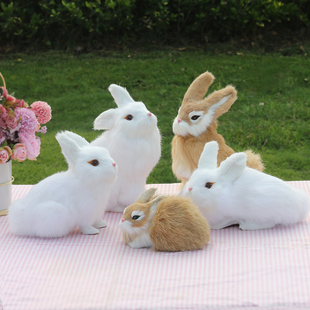 手持仿真小兔子小白兔模型儿童毛绒，玩具玉兔嫦娥古装摄影道具摆件