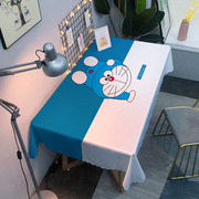 日系可爱卡通动漫桌布，蓝色清新防水学生，网红少女书桌ins儿童布艺
