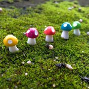 微景观卡通树脂仿真立体彩色小蘑菇 多肉植物盆栽装饰品小摆件