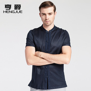 中国风亚麻短袖衬衫男士，中式立领民族复古中年，唐装衬衣夏季男装称