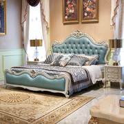 欧式双人床实木真皮床1.8米欧美橡木床，奢华主卧室雕花婚床公主床
