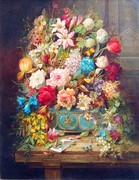 精准印花DMC绣线十字绣欧式油画 威廉姆斯的花 玫瑰花篮