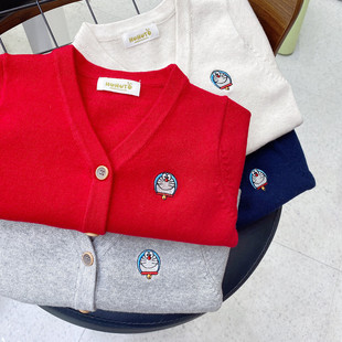 男童毛衣开衫春秋小童红色外套，宝宝儿童纯棉婴儿，毛线衣(毛线衣)呼呼兔