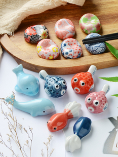 创意可爱动物笔架鲸鱼，萌系卡通日式筷子，托筷架家居小摆件摆饰陶瓷