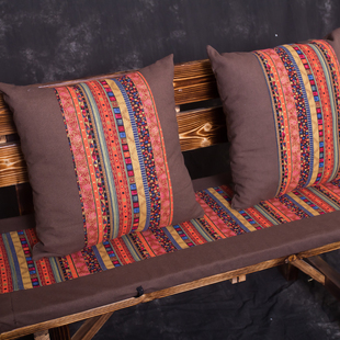 棉麻布艺抱枕靠枕波西米亚民族风酒吧靠枕靠垫咖啡拼色沙发靠腰枕