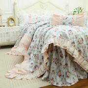 法式韩式田园公主风粉玫瑰蕾丝全棉纯棉床裙款床上用品被套四件套