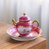 珐琅雪景小茶壶陶瓷，中式彩绘浮雕，高档描金家用办公室功夫单个茶壶
