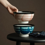 波佐见烧日式粗陶饭碗日本进口手绘简约情侣原创设计创意餐具大碗