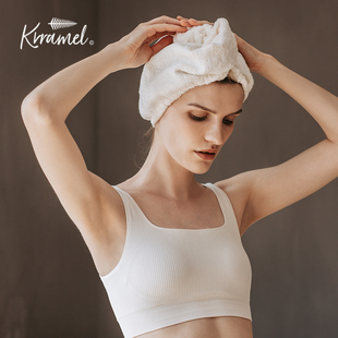 krramel2023竹纤维干发帽，超强吸水速干女白色环保轻薄透气