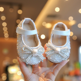 婴儿公主鞋夏季女宝宝鞋子，亮钻水晶鞋女童单鞋软底学步鞋小童皮鞋