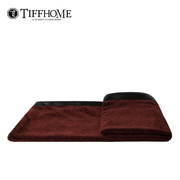 样板间搭巾床毯现代新中式暗红色黑色抱边纯色搭毯盖毯床尾毯披毯