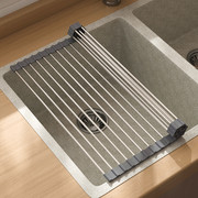 折叠沥水架水槽304不锈钢，沥碗架厨房置物架洗碗池，硅胶控水滤水板